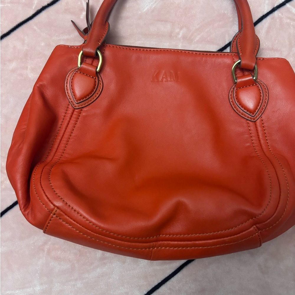 J. Crew Orange Leather Shoulder Bag with Minimalist Design
